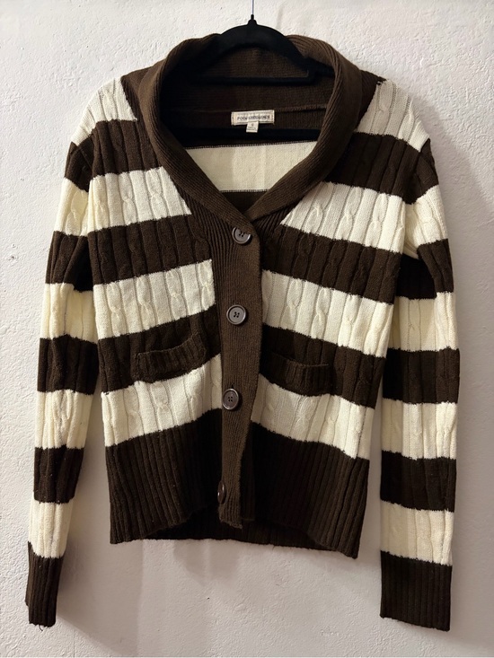 Poof Excellence Sweaters - Brown and Cream Button Cardigan